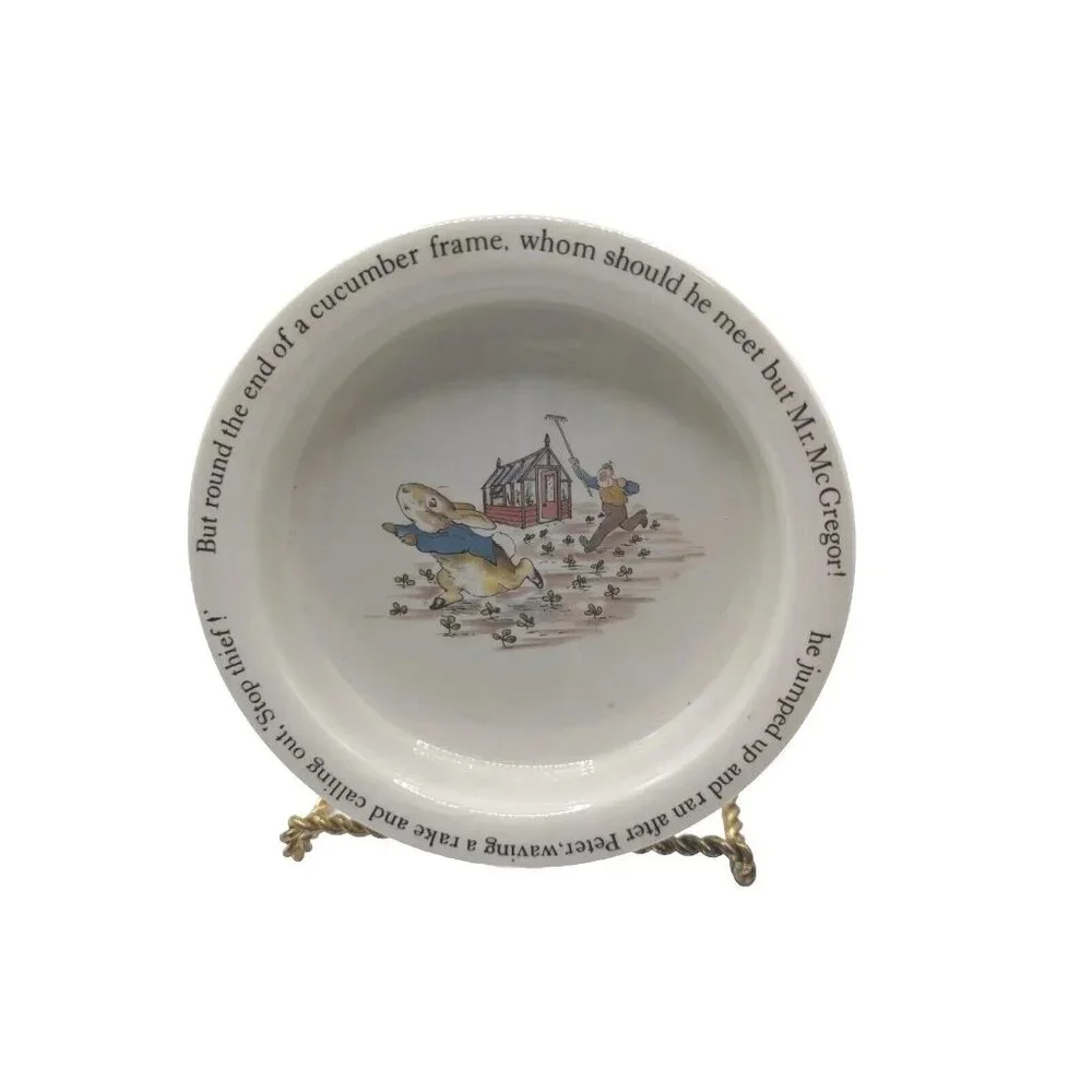 Wedgwood & Barlastin Peter Rabbit Beatrix Potter Vtg Childs Cereal Bowl Farmer